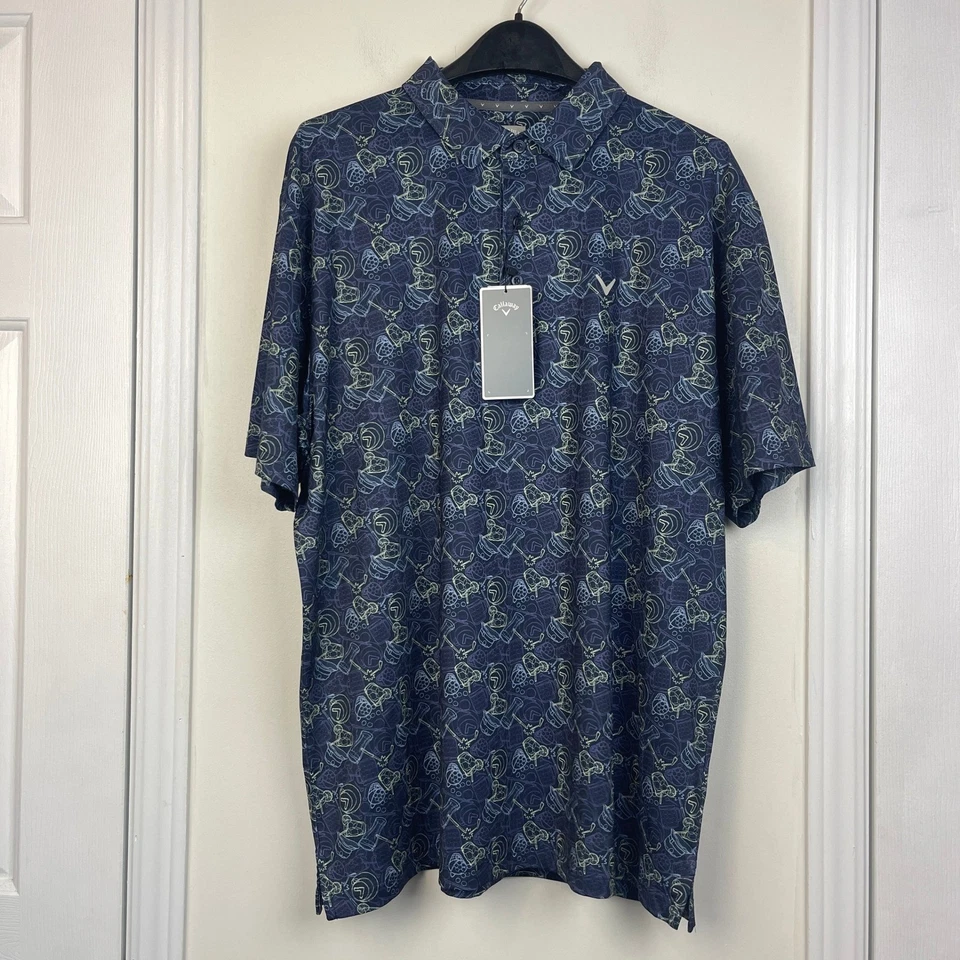 NEW Callaway Mens XL Golf Polo Shirt Peacoat Cocktails Opti-Dri Stretch Blue - Image 4 of 4