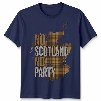 No Scotland No Party Unisex Fußball T-Shirt schottische Flagge marine gold Tee