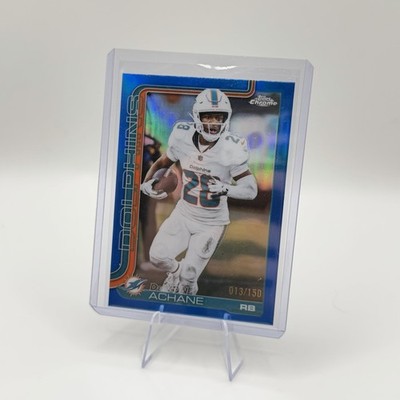 De'Von Achane 2025 Topps Chrome #188 Aqua Refractor /299 Dolphins Color Match