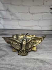 Vintage 70's 80's Belt Buckle Solid Brass Eagle American Flag MBCI