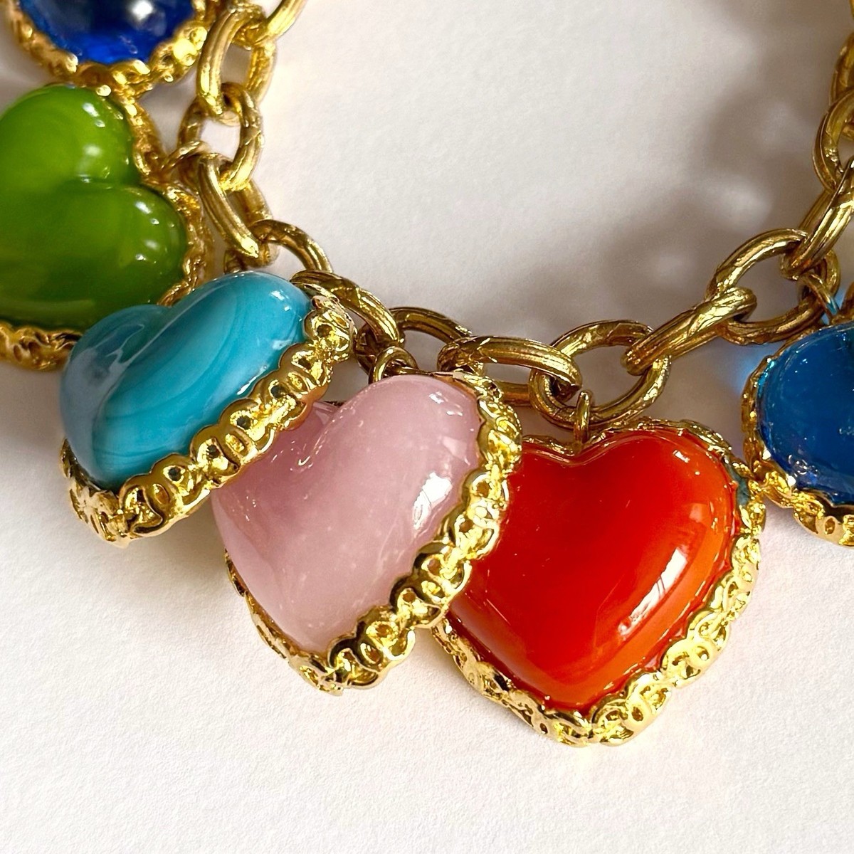 CHANEL Rarest Vintage 1993 Gripoix Glass Heart Charm Bracelet | eBay