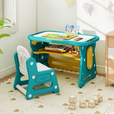 Kinder Arbeitszimmer Schreibtisch Stuhl Set Neigbar Whiteboard Buchständer Kinder Lerntisch
