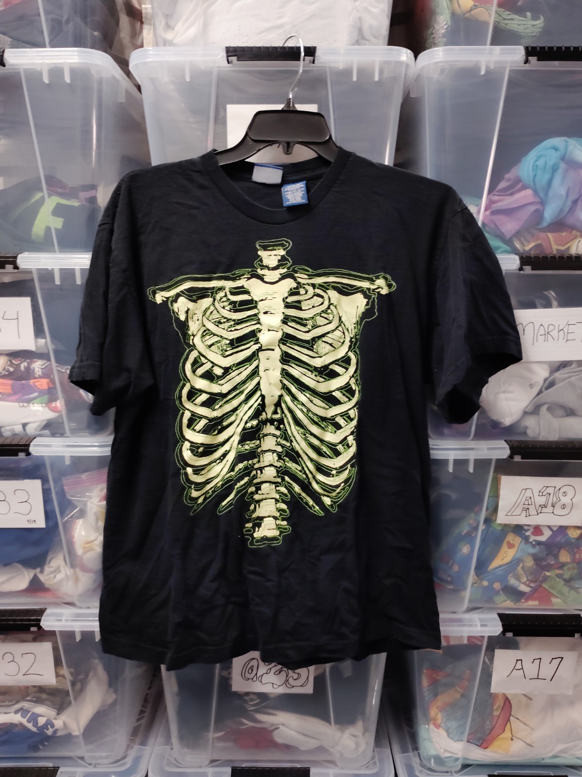Glow In The Dark Skeleton Front Hit Goth Emo Graphic Tee Size Xl