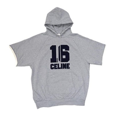 Celine Hoodie Short Sleeve Dress M Gray Cotton Women's Apparel