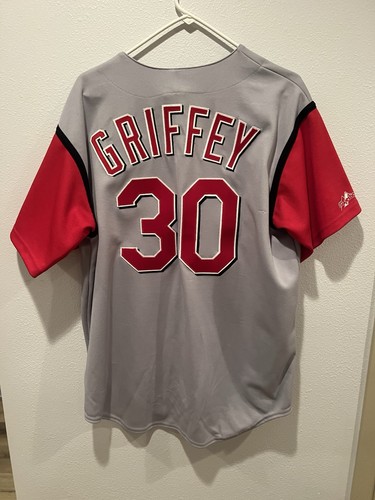 Majestic MLB KEN GRIFFEY JR #30 Cincinnati Reds Jersey Vintage - Picture 7 of 12
