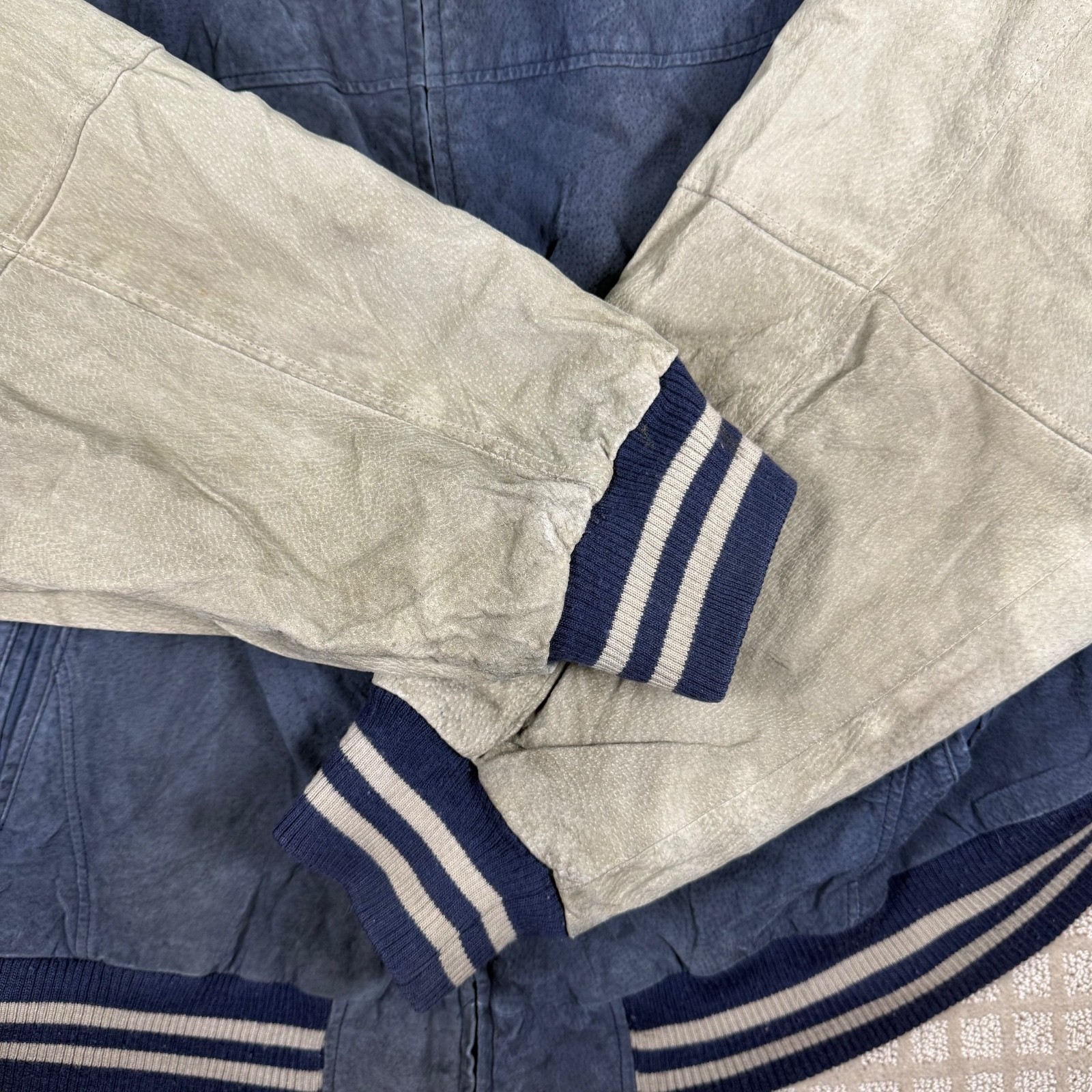 Penmans suede leather varsity jacket blue white 2XL image 2