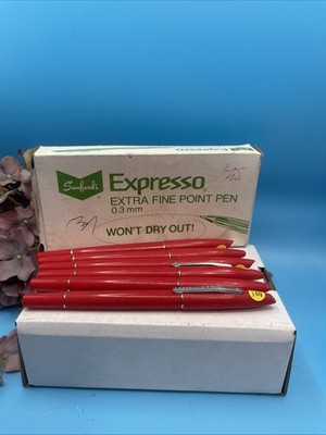 Vintage Sanford Expresso Extra Fine Point .3mm Red Set of 6 Tested NOS