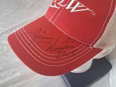 FLW Red/White Hat Jimmy Houston 2015 Autograph Hook And Loop Closure