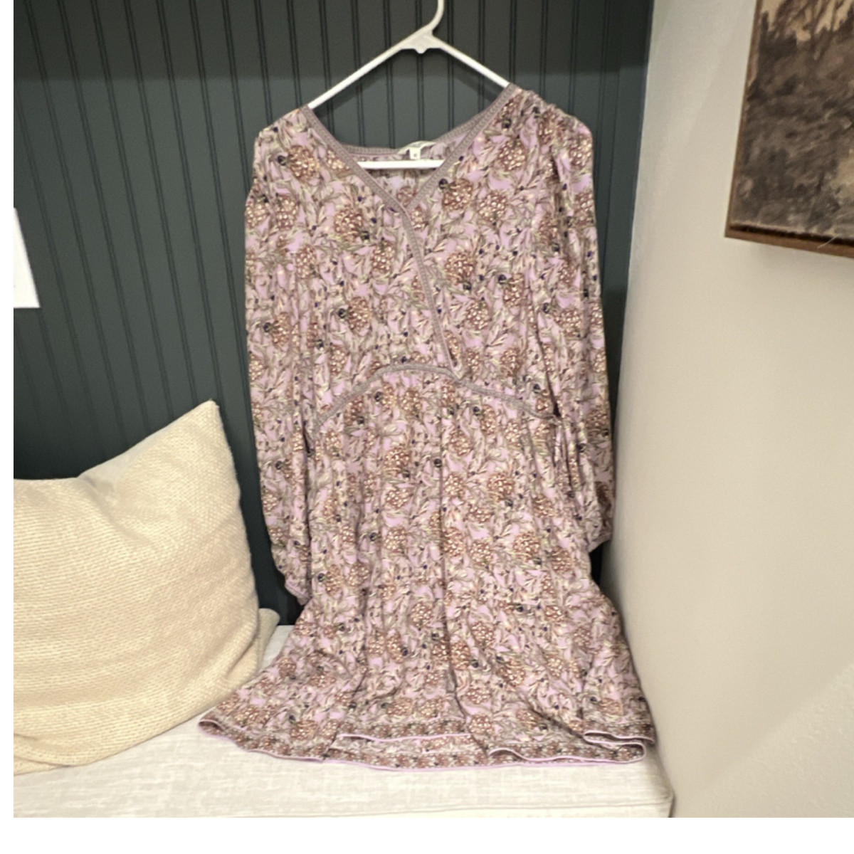 MAX STUDIO LONDON Women's Floral V-Neck Long Sleeve A-Line Short Dress XL MAX STUDIO LONDON Women's Floral V-Neck Long Sleeve A-Line Short Dress XL