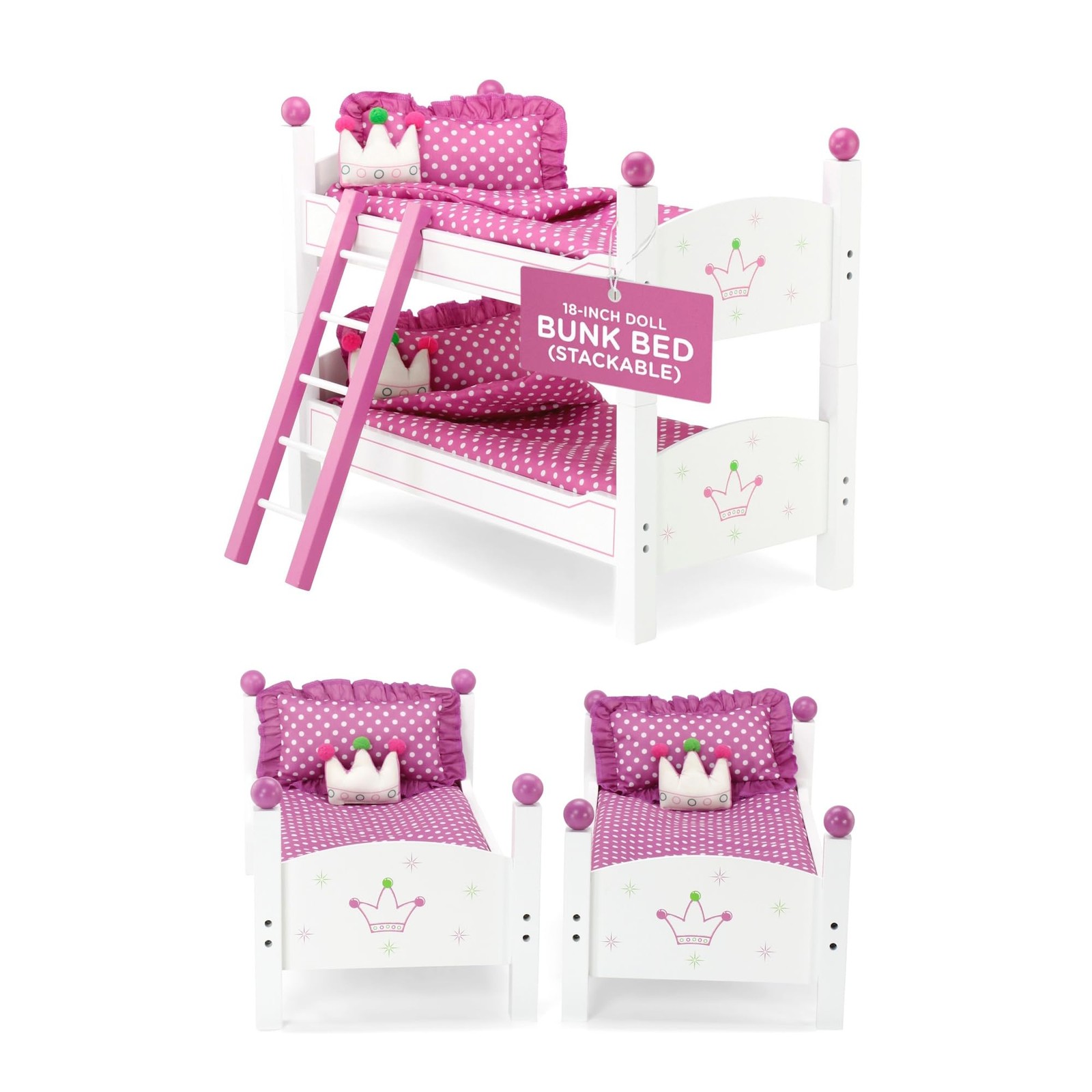 Emily Rose 18 Doll Bunk Bed Wish Crown Collection with Beddi