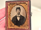 ninth plate ambrotype of a Civil War Union soldier w/ kepi half case
