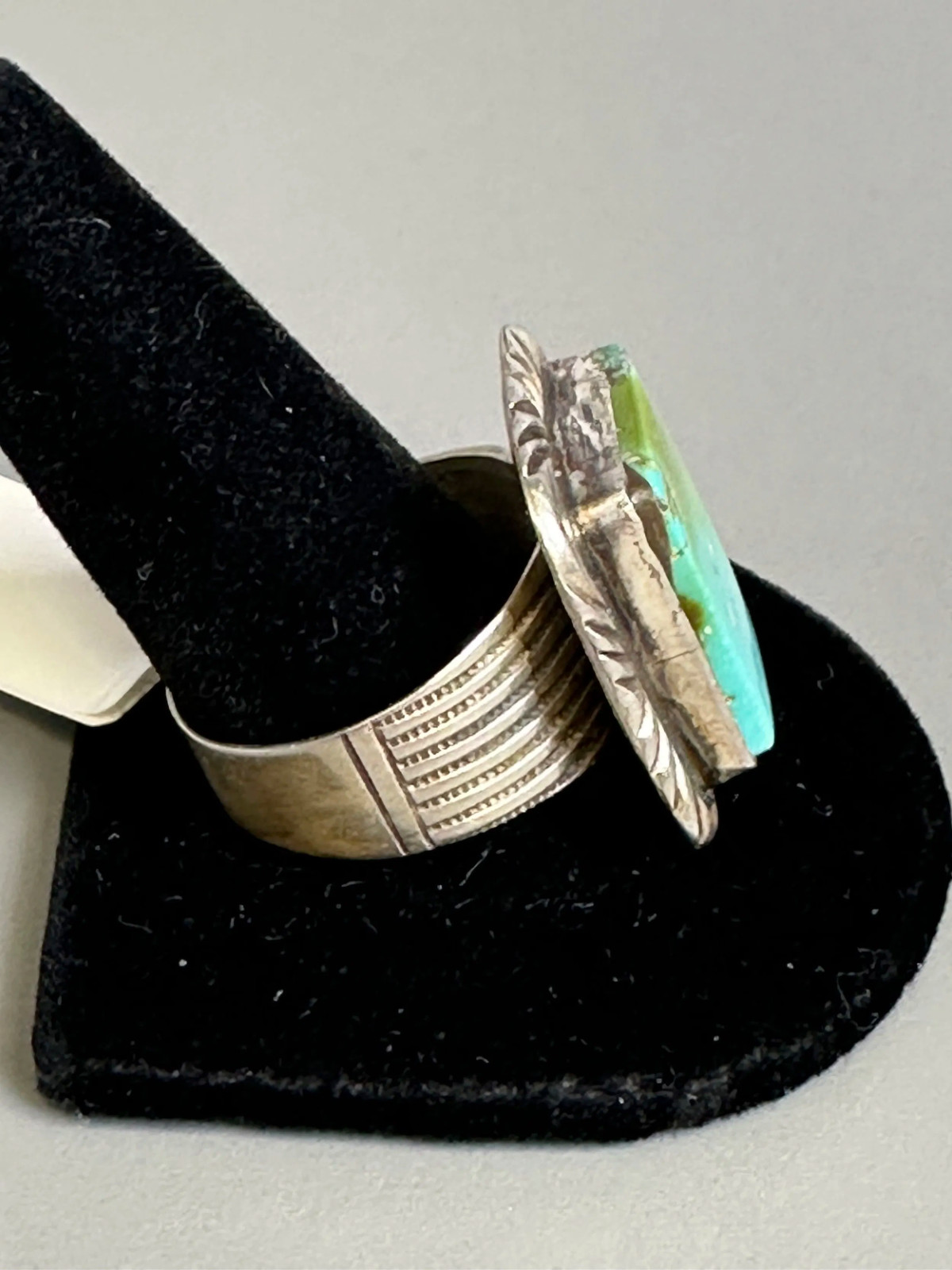 Native Rectangular Turquoise 925 Sterling Ring Si… - image 2