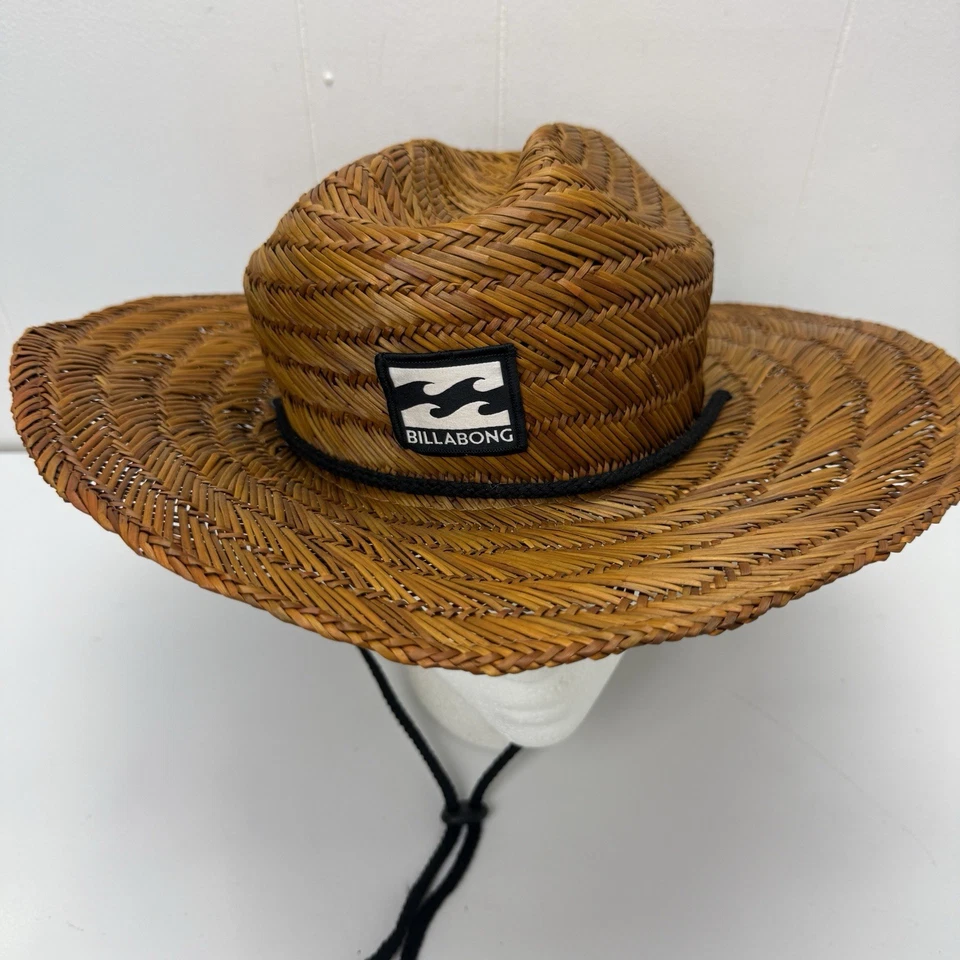 Шляпа соломенная солнечная Billabong коричневая с широкими полями на шнурке пляжная на открытом воздухе - Изображение 2 из 4