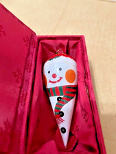 Snowman Glass Teardrop Christmas Ornament in Box, Free Shipping
