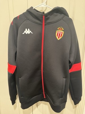Kappa AS Monaco 2019-20 Hooded Soccer Jacket Black Red Size L Style Mbappe