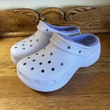 Crocs Womens Classic Platform Lined Sherpa Clog Size 7 Light Purple