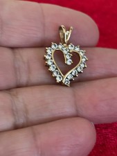 BEAUTIFUL 925 STERLING SILVER VERMEIL OPEN HEART PENDANT WITH 20 CZs
