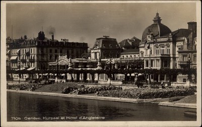 RPPC Geneva Kursaal Hotel d Angleterre vintage postcard b878