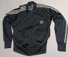 Vintage Adidas Jacket Mens XL Black 3-Stripes Track Full Zip Trefoil