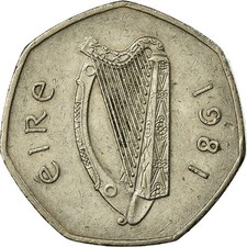 [#781823] Coin, IRELAND REPUBLIC, 50 Pence, 1981, EF(40-45), Copper-nickel, KM:2