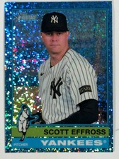 2025 Topps Heritage #636 Scott Effross Chrome Blue Sparkle Refractor NY Yankees