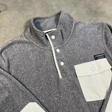 Simply Southern Pullover Women L Grey Marled Snap Neck Utility Pocket Excellent