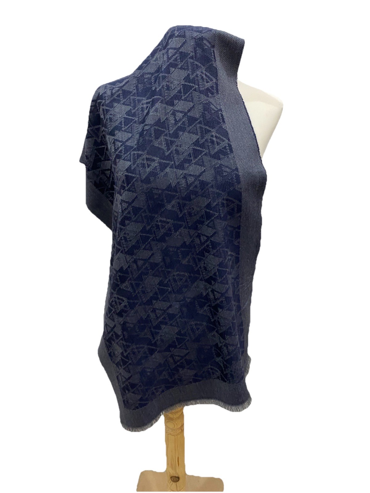 S30# Versace Monogram Rectangle  Blue& Gray Silk … - image 2