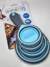Ar+Cook 4 pc Collapsible Silicone Measuring Cups Set, Blue Marble