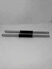 Weight Lifting Chrome Rubber Barbell Spinlock Bar Work Out Set Of 2