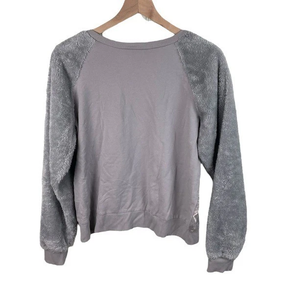 HUE Womens Animal Collage Cats Furry Sleeve Brushed Fleece Pajama Set Size Large - Image 3 of 4