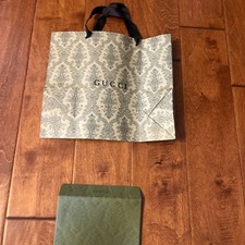 Medium GUCCI Paper Shopping Gift Bag 12 X 10 3/4 X 4 3/5   - Green Plus TY Card