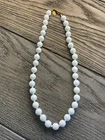 Vintage Miriam Haskell White Milk Glass Round Beaded Necklace Brass Pat# 342769