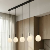 Lindby Pendelleuchte 'Etiena' (Modern) In Schwarz Aus Glas (5 Flammig, G9) - HäN