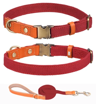 ILLES-LAEDCHEN Halsband und Leine Set Hundehalsband Hundeleine Nylon Leder Höchste Qualität