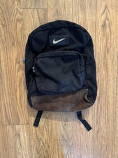 Nike Vintage Backpack Black/Brown Suede, Center Swoosh, 90s Sportswear Retro