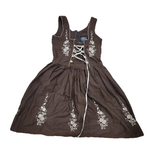 Embroidered Brown Dirndl German Dress Only Oktoberfest Party Costume 14
