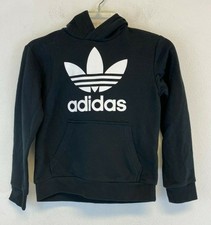 adidas Originals Big Kids' Originals Trefoil Hoodie Black White Size Small -