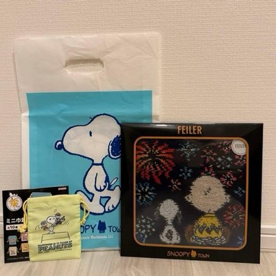 Feiler x Snoopy 75th Anniversary Handkerchief with Mini Drawstring Pouch Set New