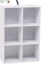 Libreria Bianca con 6 Cubi Portaoggetti, Scaffale in Legno Multiuso, Mobiletto S