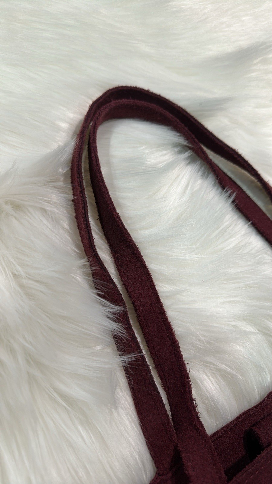 Emma Fox Maroon Suede Patchwork Argyle Tote - image 3