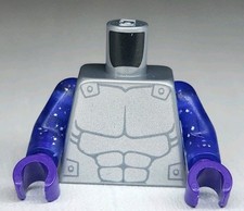 NEW LEGO Minifigure Flat Silver Torso Armor Dark Bluish Gray Muscles Part
