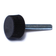 6mm-1.0 x 40mm Black Plastic Coarse Male Threaded Stud Knurled Knobs 4 pcs. 