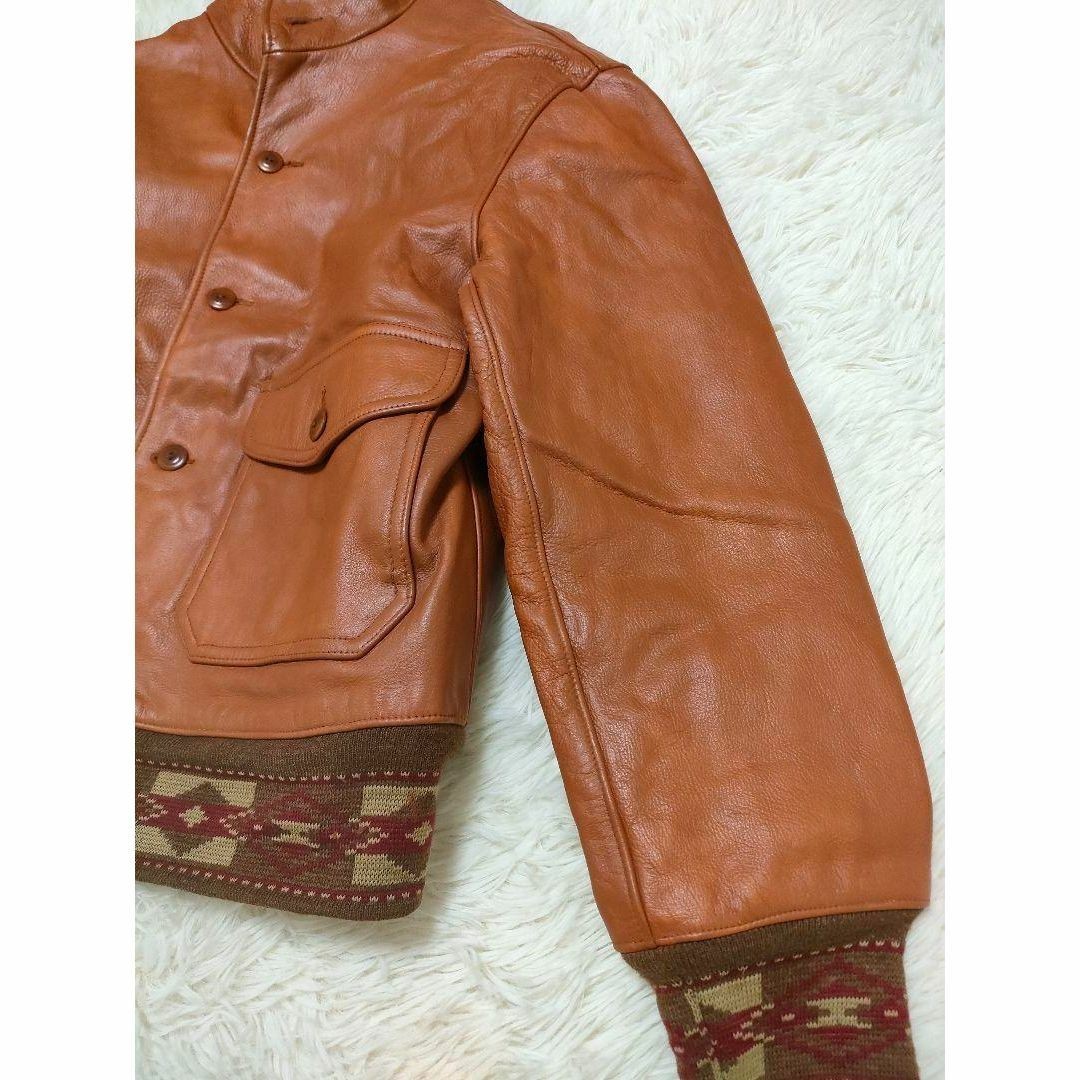 Vintage 90's RRL Ralph Lauren Leather Jacket Native Brown Men's Size M Used RARE image 2