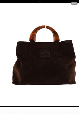 Givenchy Brown Suede 4 G Handbag with Tortoise Shell Handles VTG