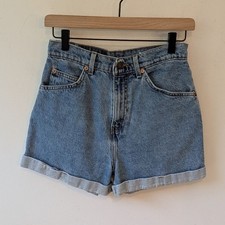 Vintage Levi's 954 Orange Tab Rolled Jean Denim Shorts Size 7 Regular Fit