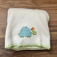 Garanimals White Green Turtle Bird Fleece Baby Blanket