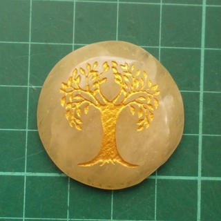 Auction Golden Quartz Crystal Gemstone Tree of Life Palm Stone