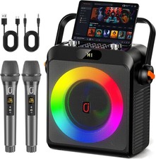 Karaoke Machine with 2 Wireless Microphones for Adults, Bluetooth 5.3 Speaker wi