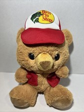 Bass Pro Shop Plush Teddy Bear Plush Pink Trucker Cap Limited Edition Fishing