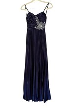 B Darlin Formal Maxi Evening Dress Navy Bridesmaid Prom Holiday Beaded Strapless